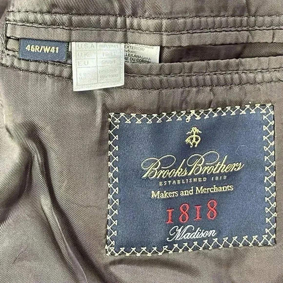 Brooks Brothers Estrato Gray Madison Fit Wool Sport Coat Blazer  46R/W41 - Picture 4 of 6